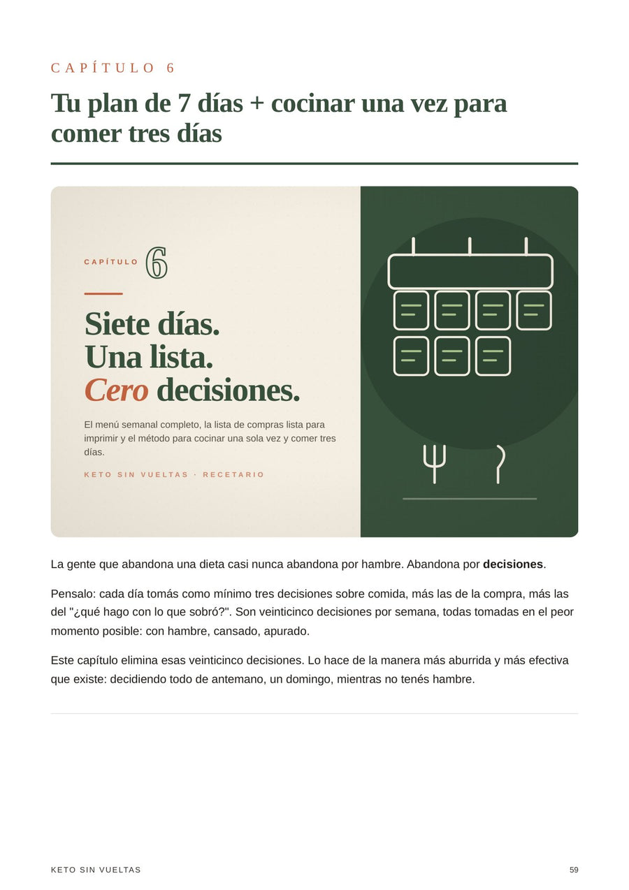Muestra 4 — Plan de 7 días: cocinar una vez, comer tres días