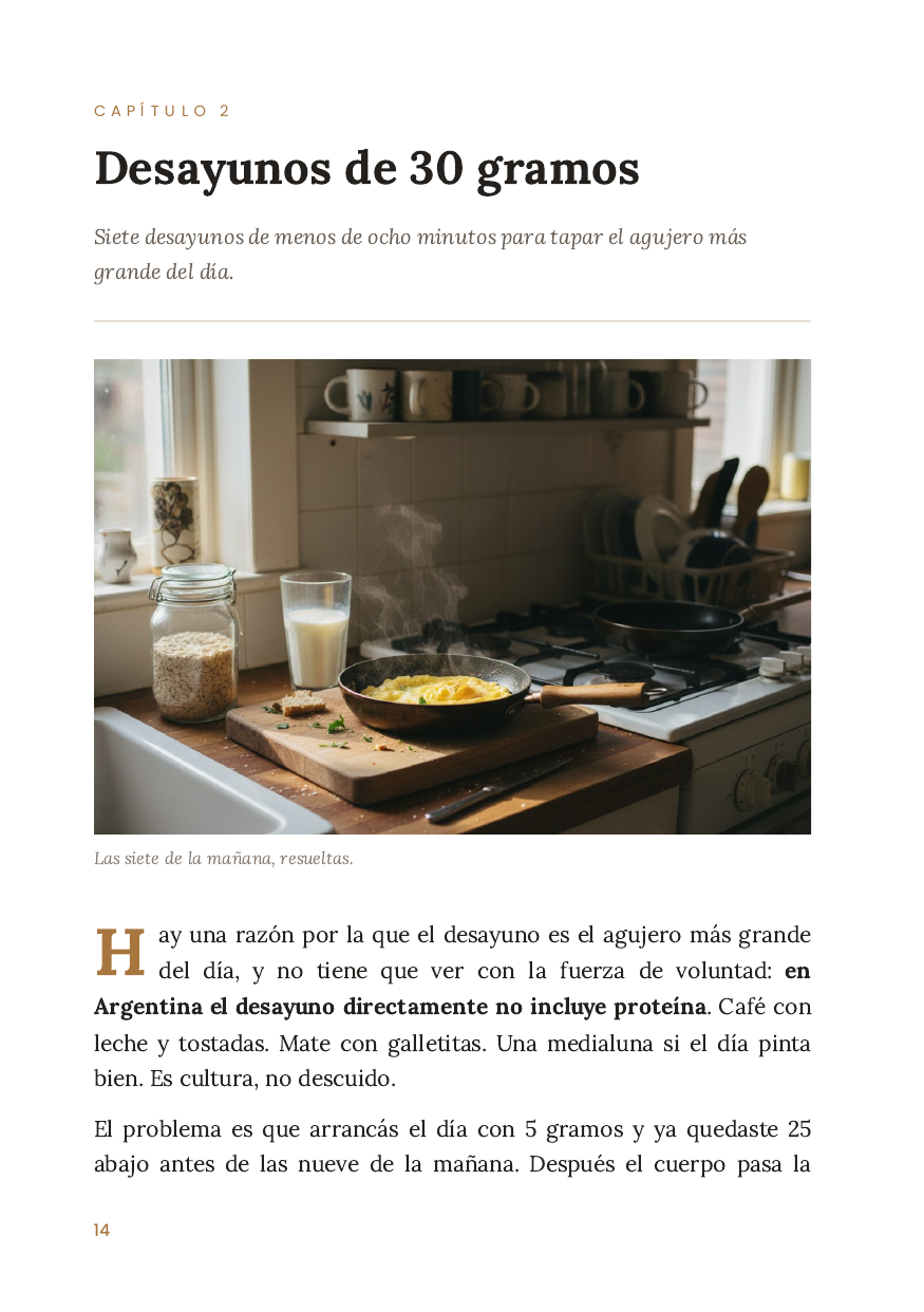 Muestra real 1 — Desayunos de 30 gramos — Proteína en la Mesa